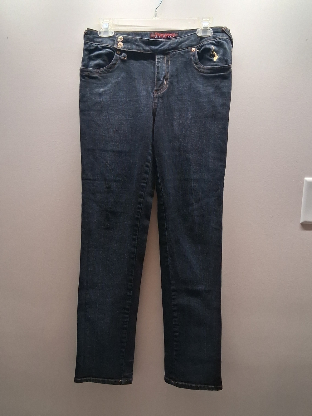 Vintage Baby Phat Women's Dark Blue Jeans Y2K Embroidered Cat